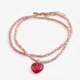 Palma Pink Quartz Heart Necklace - Hye Jane