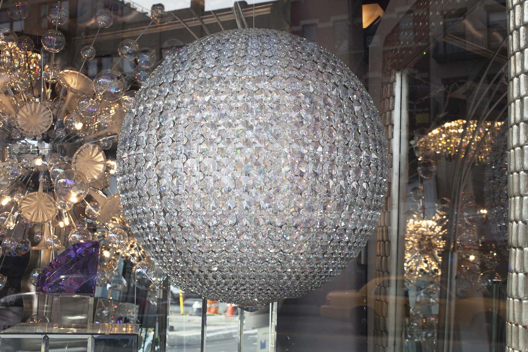 Crystal Sphere Chandelier, 2 | Window Works Series | - Geanna Merola