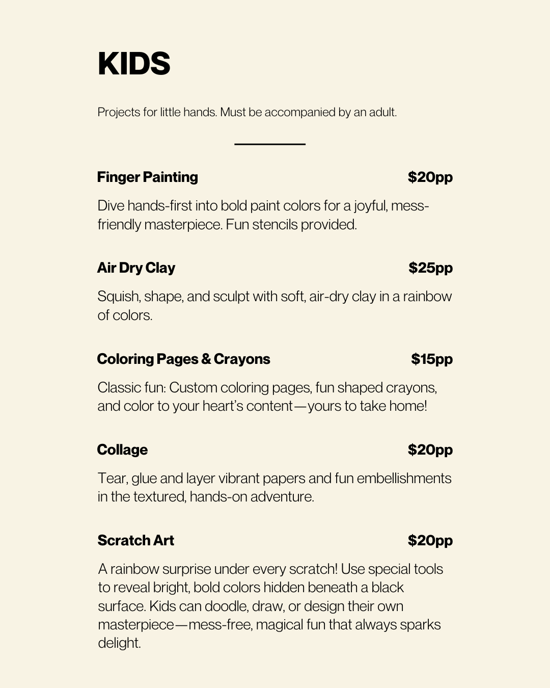 Art à la Carte Booking with deposit