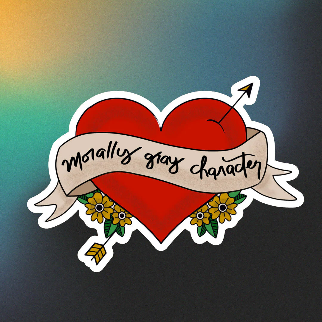 Morally gray character tattoo heart sticker - Kate Opal Creative
