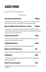 Art à la Carte Booking with deposit