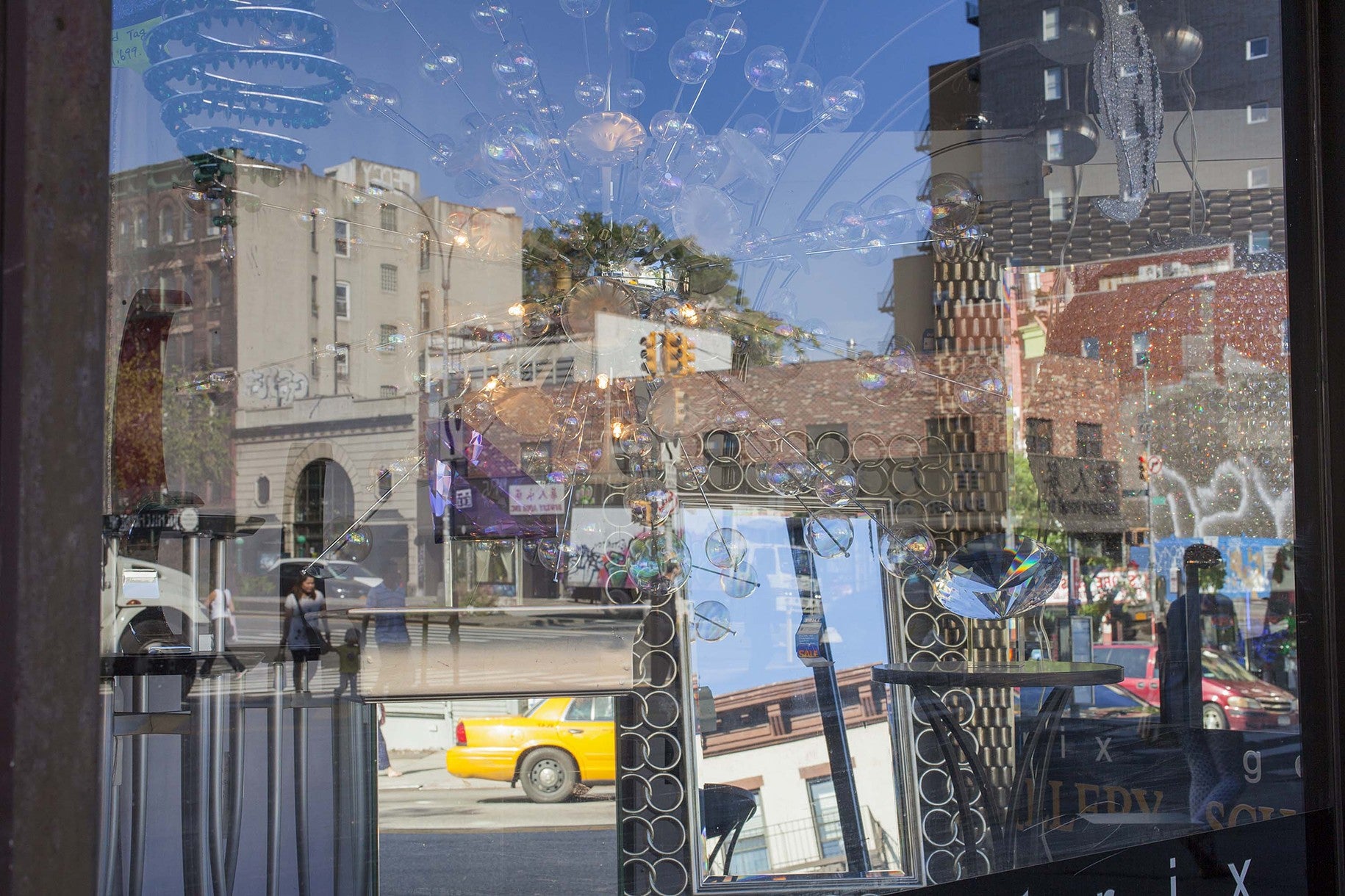 Woman in Print Dress, Bowery Window | Window Works Series | - Geanna Merola