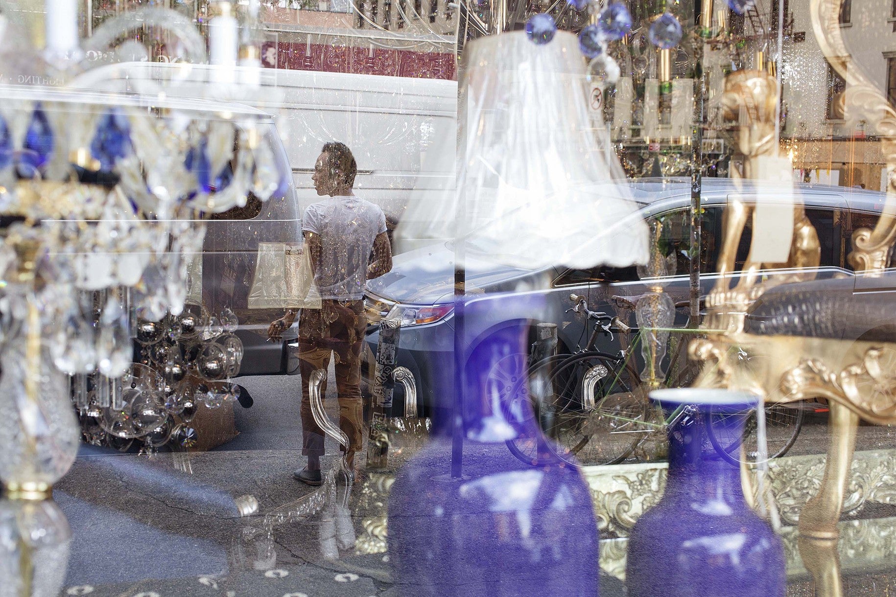 Bowery Window, Young Man with Cigarette | Window Works Series | - Geanna Merola