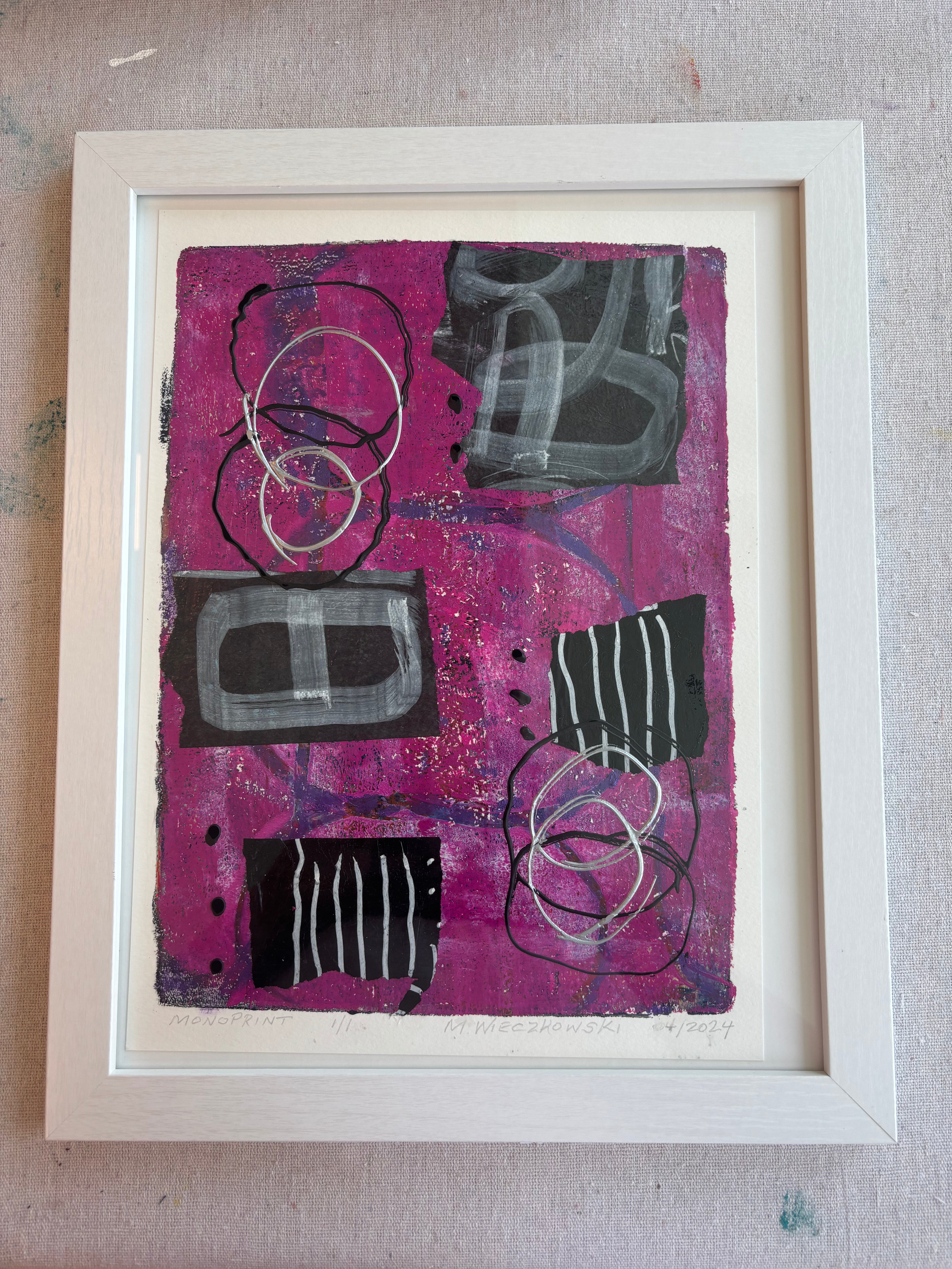 Untitled - Pink Gelli Print - Matt Wieczkowski