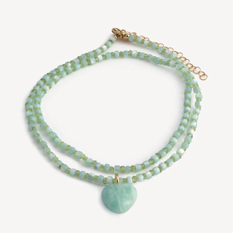 Palma Amazonite Heart Necklace - Hye Jane