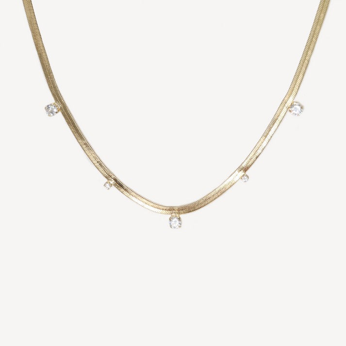 Liz Herringbone and Cz Necklace - Hye Jane